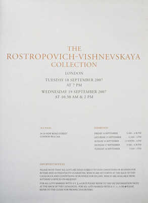[Коллекция Мс. Растроповича и Г. Вишневской]. The Rostropovich-Vishnevskaya Collection. Sotheby's, London. 2007.